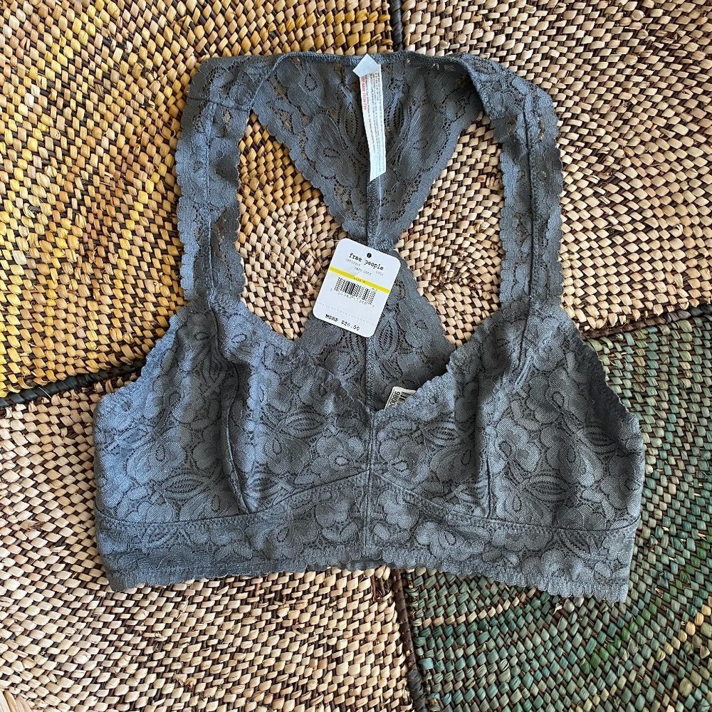 Free People Galloon Racerback Bralette Dark Gray